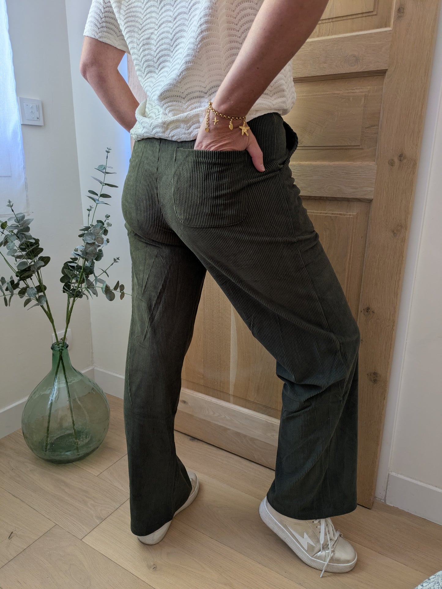PANTALON EVA - VELOURS KAKI