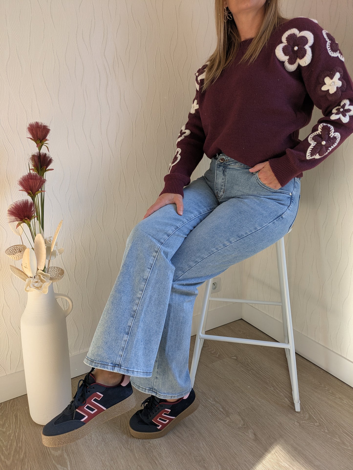 BASKETS ANNA - BLEU/BORDEAUX
