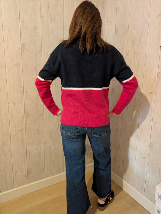PULL ALBA - BLEU/ROSE