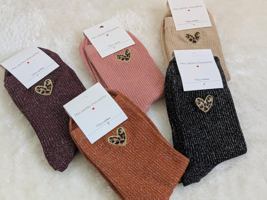 CHAUSSETTES ANNA - PAILLETTES COEUR