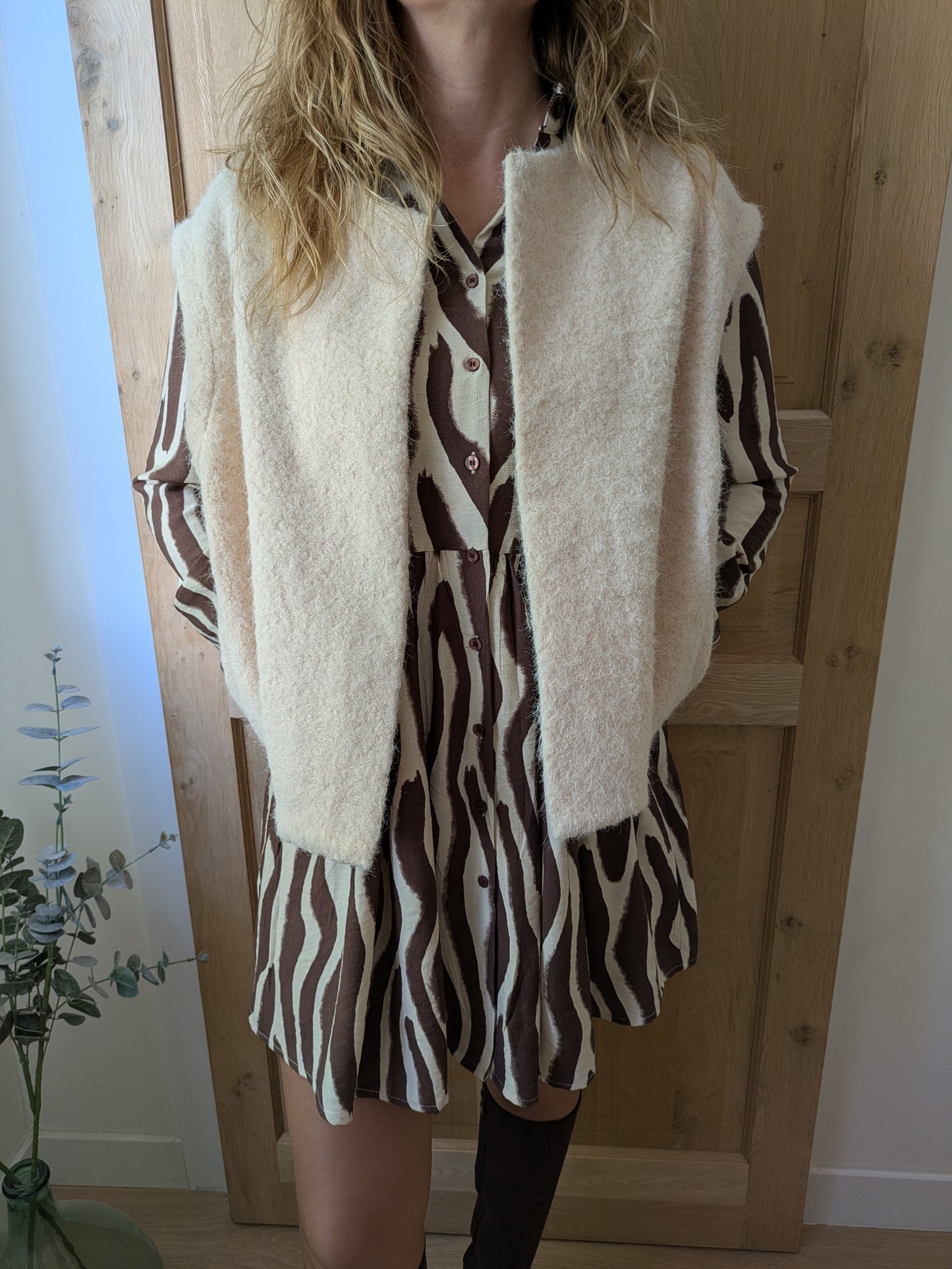 GILET LAINE BOUCLÉE TEDDY - BEIGE
