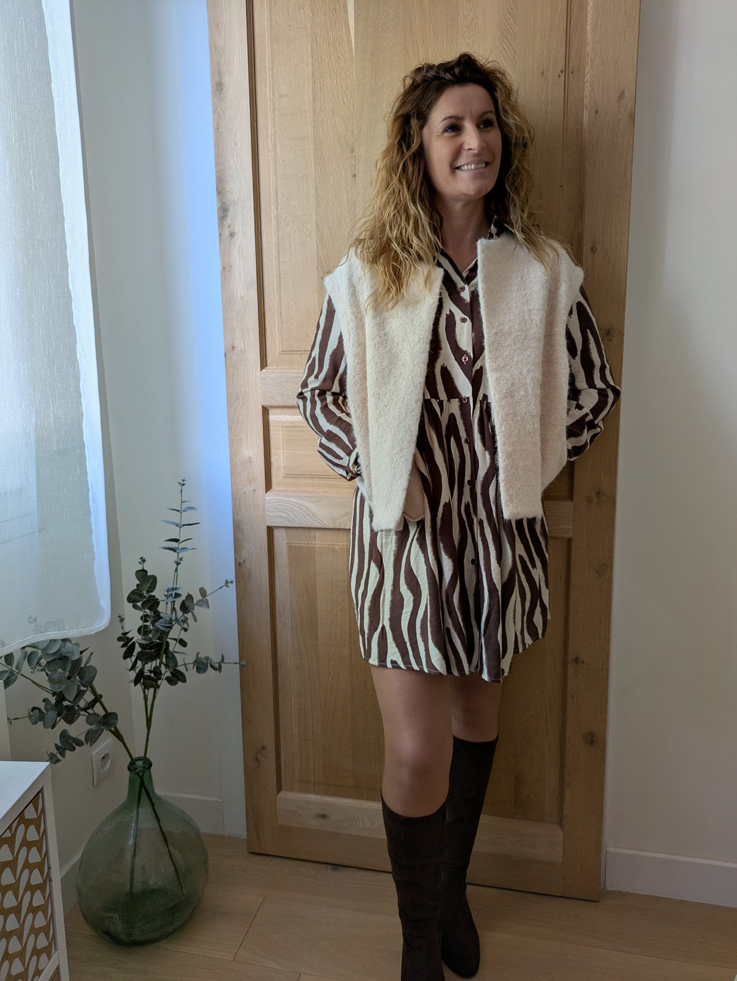 GILET LAINE BOUCLÉE TEDDY - BEIGE