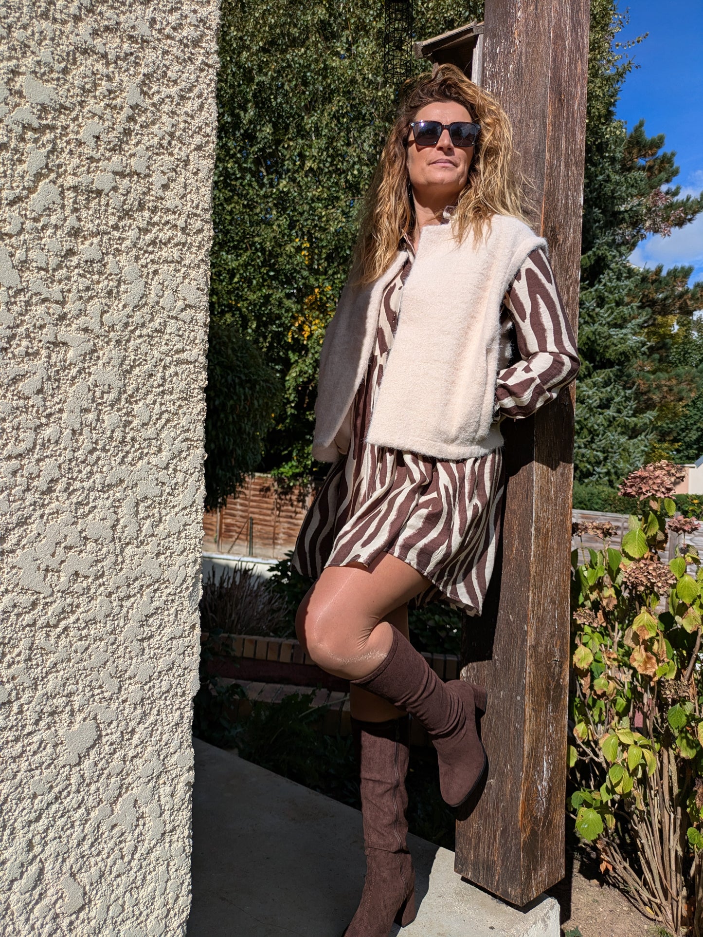 GILET LAINE BOUCLÉE TEDDY - BEIGE