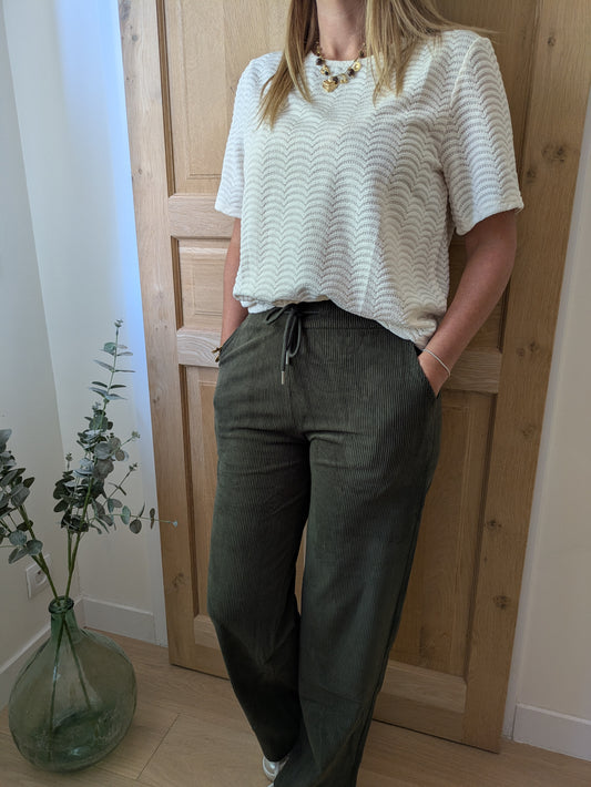 PANTALON EVA - VELOURS KAKI