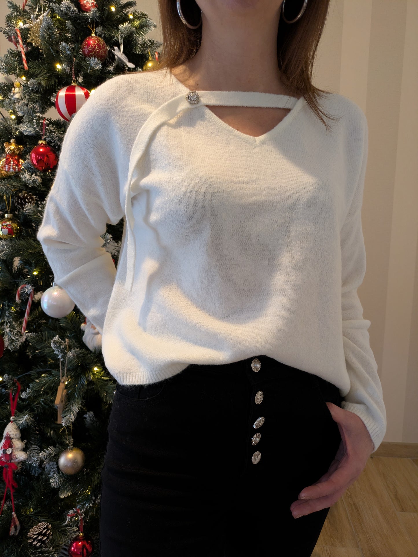 PULL FLOCON - BLANC