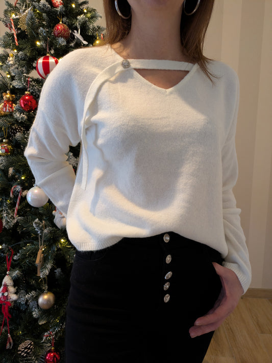 PULL FLOCON - BLANC